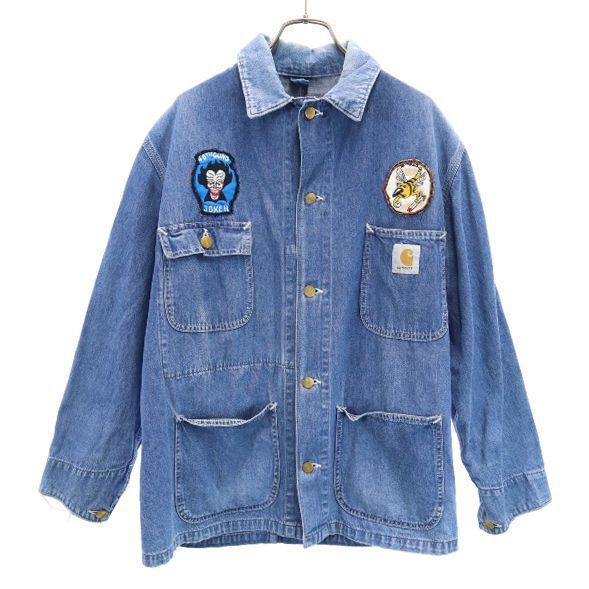 80s カーハート ワッペンリメイクデニムカバーオール Carhartt メンズ