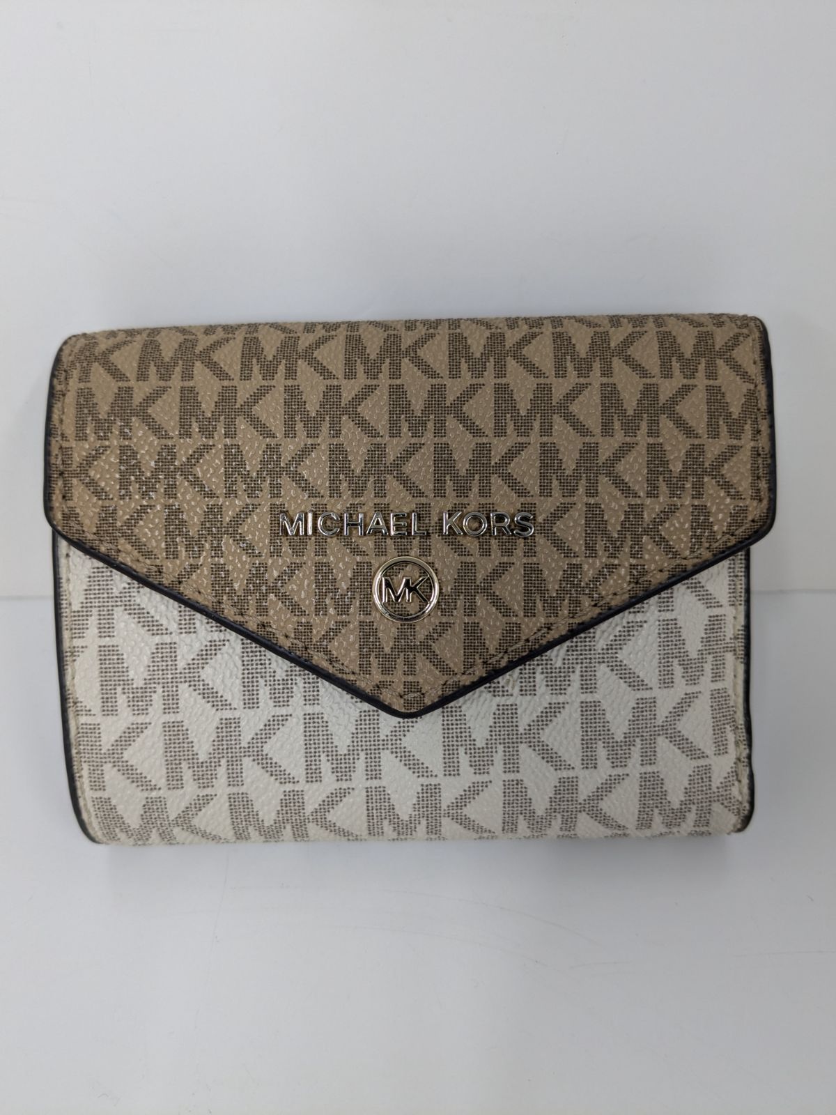 マイケルコース 三つ折り財布 シグネチャー ベージュ バニラコンボ