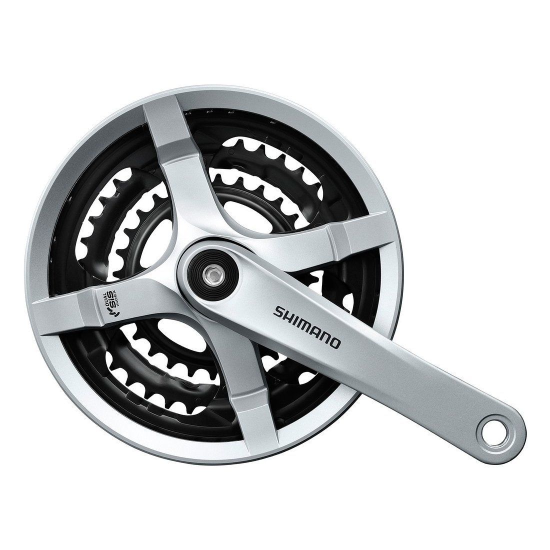 シルバー_クランク長 170mm_48|38|28T_チェーンガード 有 シマノ SHIMANO フロントチェーンホイール MTB FC-TY501-S 48×38×28T 170mm 8S|7S|6S チェーンガード付 対応BB 四角軸 122.5mm