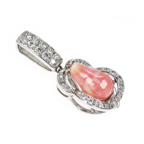 希少 Pt900 コンク 真珠/パール ダイヤモンド ペンダントトップ 2.42ct  