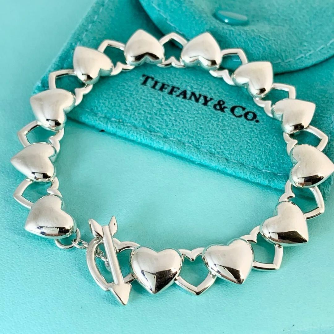 オールドティファニー 美品 パフ ハート アロー ブレスレット 希少 Lt1e オールドティファニー 美品 パフ ハート アロー ブレスレット 希少