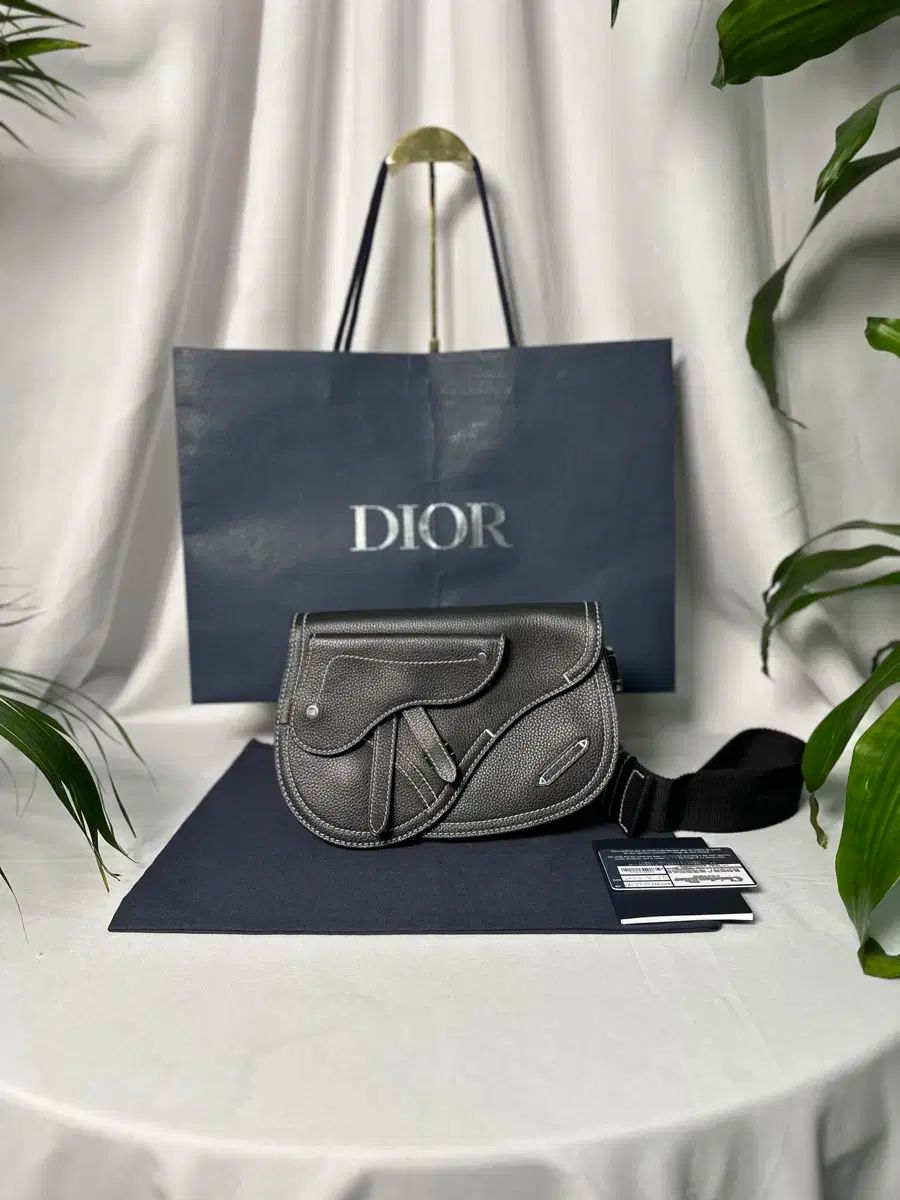 フルセット Dior カーフスキン ブラック サドルバッグ クロスバッグ