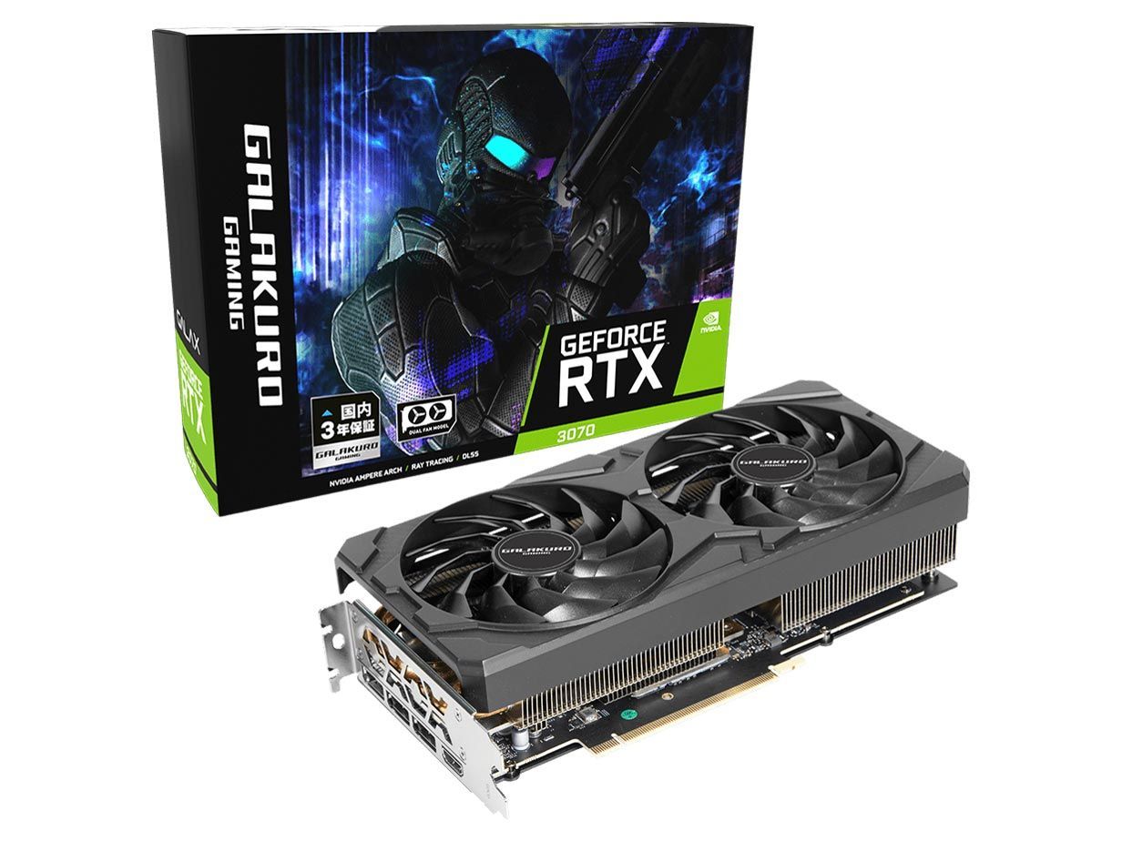 玄人志向(クロウトシコウ) GALAKURO GAMING GG-RTX3070-E8GB/OC/DF2 [PCIExp 8GB] 中古美品/激安