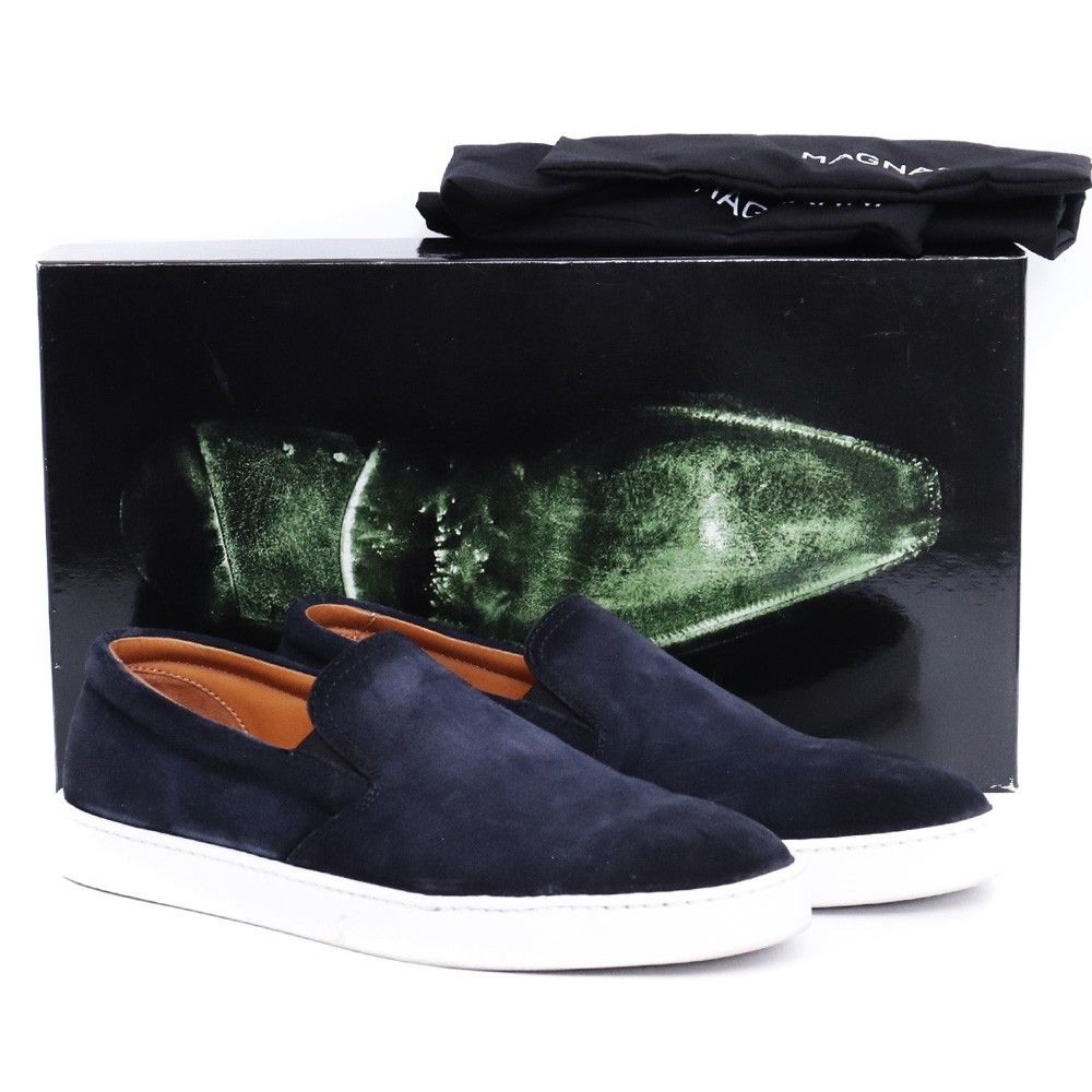 サイズ39 24.5~25.0cm MAGNANNI サイドエラスティックスニーカー ダークブルー 26092 DBU