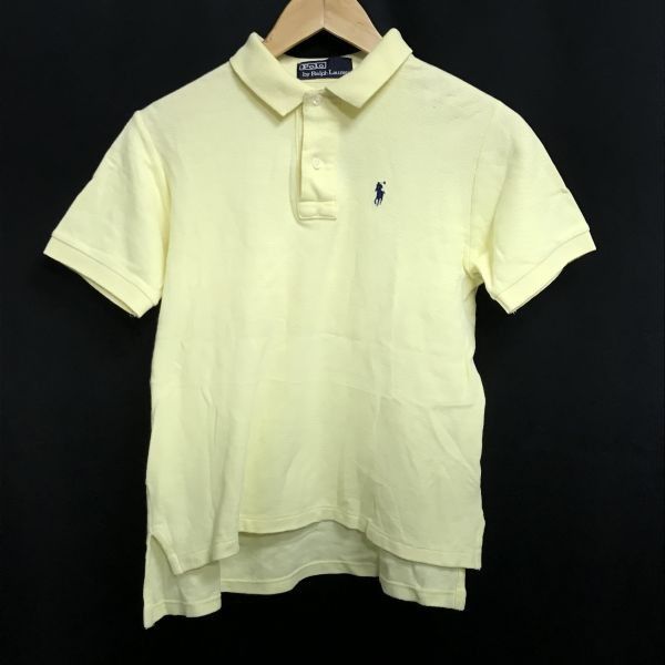 70s-80s 内外織物タグ Vintage Polo by Ralph Lauren 鹿の子 半袖ポロシャツ メンズS-M程度 ベージュイエロー Tops Shirts cBH897