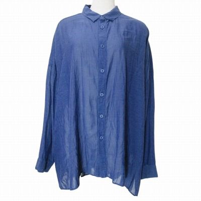 未使用品pas de calais パドカレブラウス青系胸元リボン使い