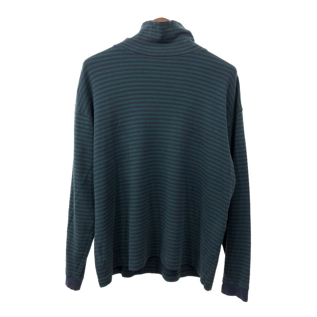 90年代 Brooks Brothers ブルックスブラザーズ GOLDEN FLEECE タートルネック 長袖Ｔシャツ ボーダー グリーン(メンズ L) 中古 古着 Q6967