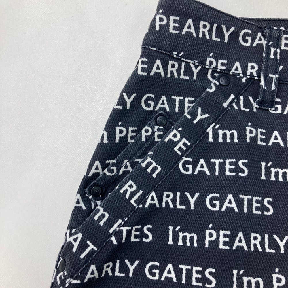 美品　パーリーゲイツ　ゴルフ　スカート　ストレッチ　刺繍ロゴ　総柄　ブラック Nyストレッチドビースカート ＜ロゴヒョウ柄＞ | PEARLY GATES