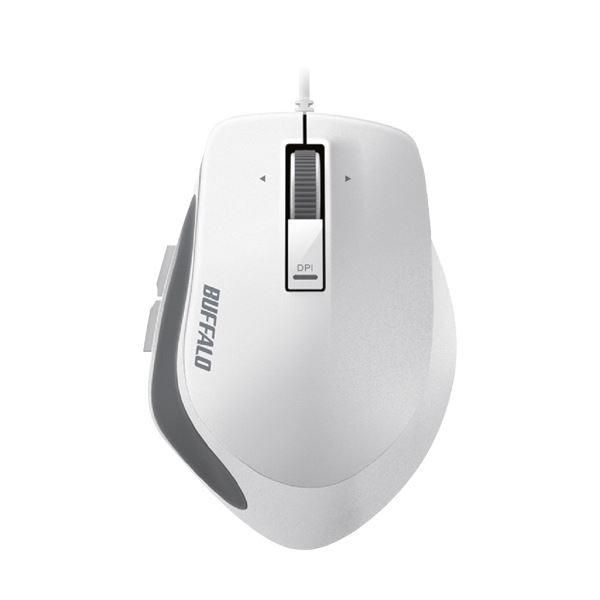 （まとめ）バッファロー 有線 BlueLEDプレミアムフィットマウス Mサイズ ホワイト BSMBU500MWH 1個〔×3セット〕