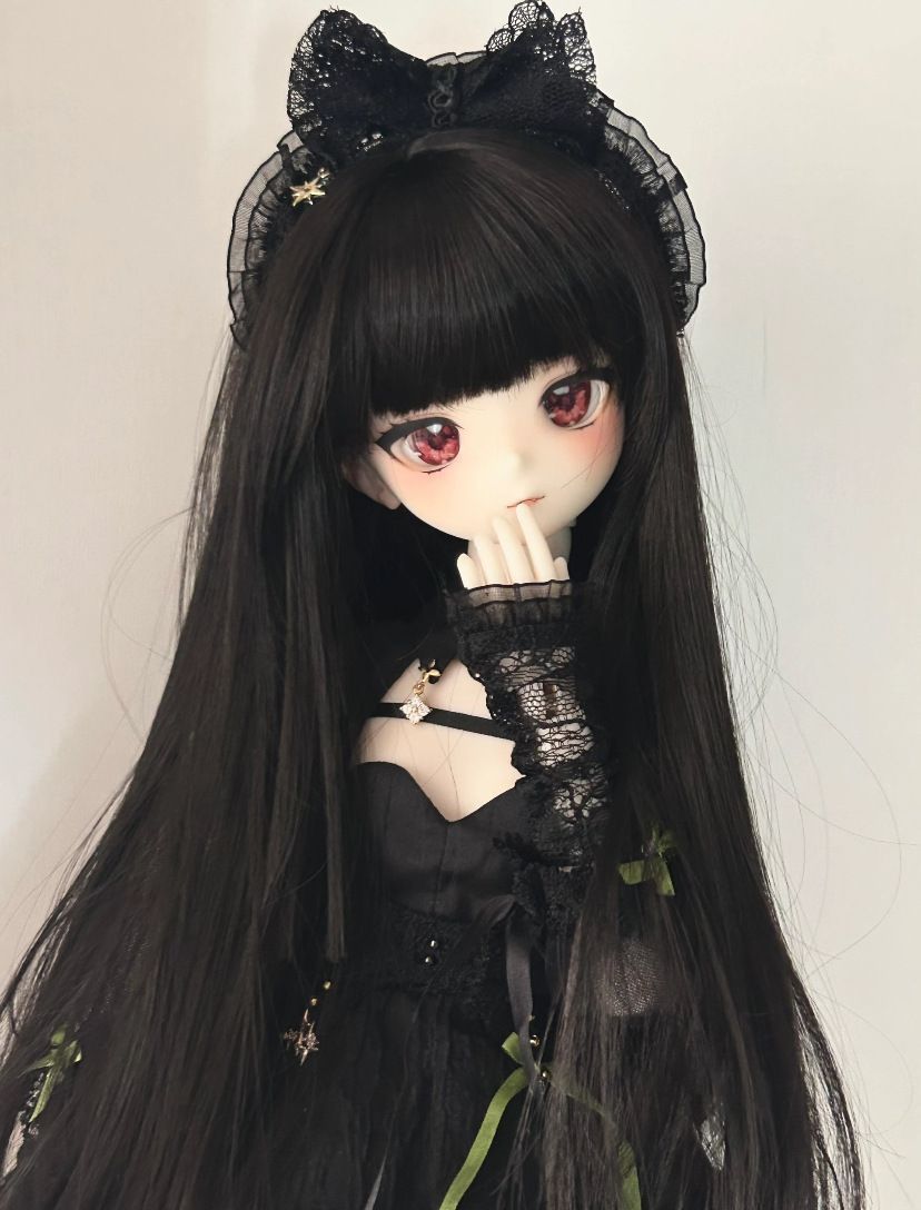 未使用 黒 ストレートウィッグ 3点セット BJDドール用 ウィッグ 1/3 1/4 1/6 ロングヘア 黒 カツラ
