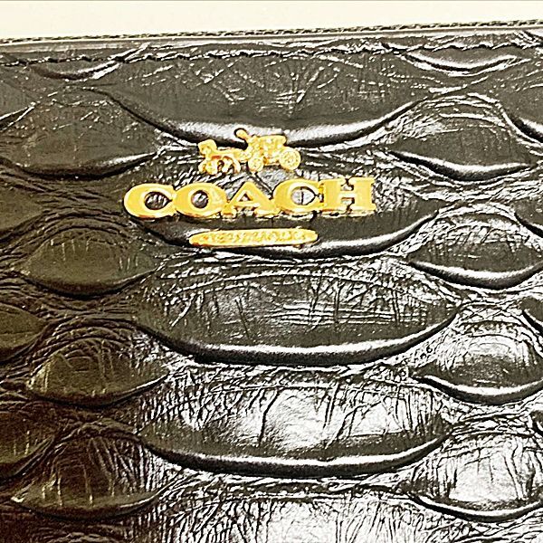 COACH コーチ エンボスドスネークレザー 長財布 F53659 ブラック