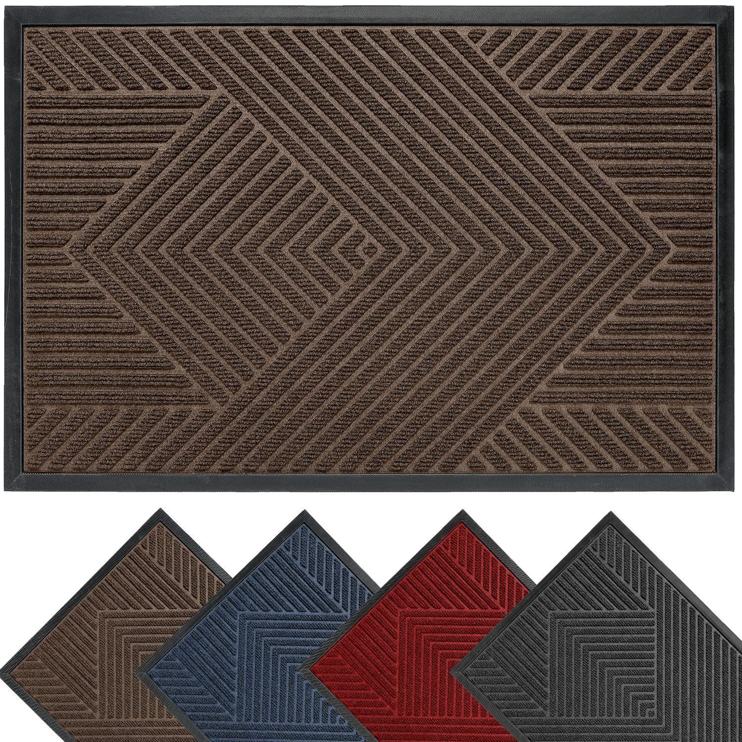 [新品・未使用]玄関マット 屋外 大判 泥落とし 60x90cm ドアマット 室内 おしゃれ 入口マット 滑り止め 業務用 家庭用 エントランスマット オフィス お店 洗える ブラウンタイプ2
