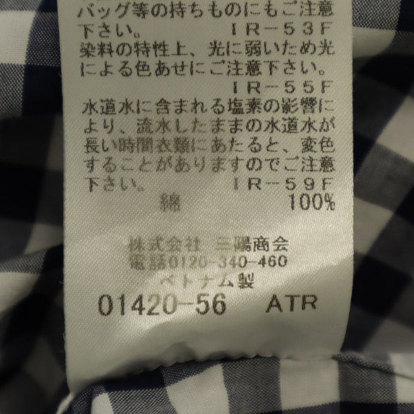 マッキントッシュ 三陽商会 ギンガムチェック 長袖 シャツ 38 ホワイト×ネイビー Mackintosh レディース 古着 中古 マッキントッシュ ギンガムチェック 長袖 シャツ 38 ホワイト