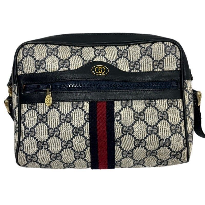 GUCCI グッチ オールドグッチ シェリーライン ネイビー PVC