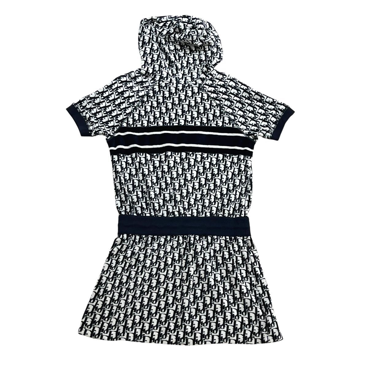 Dior ディオール オブリーク フーディ 半袖ミニワンピース 123R02A4022 サイズS ネイビー 白 春夏 レディース 24002240 MK