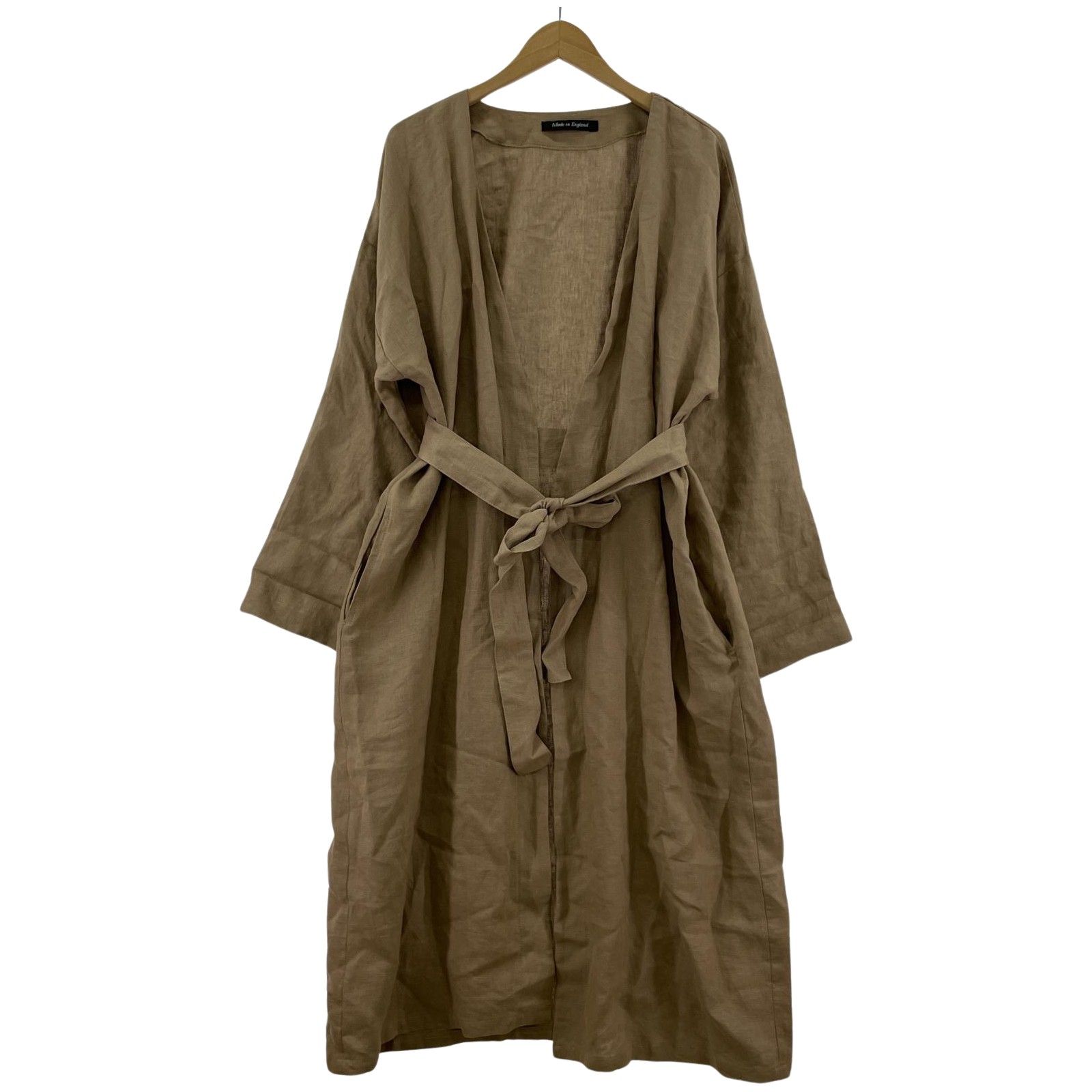 美品HELMSMOOR LINEN コート helmsmoor england ヘルムスムーアイングランド リネン ノーカラー