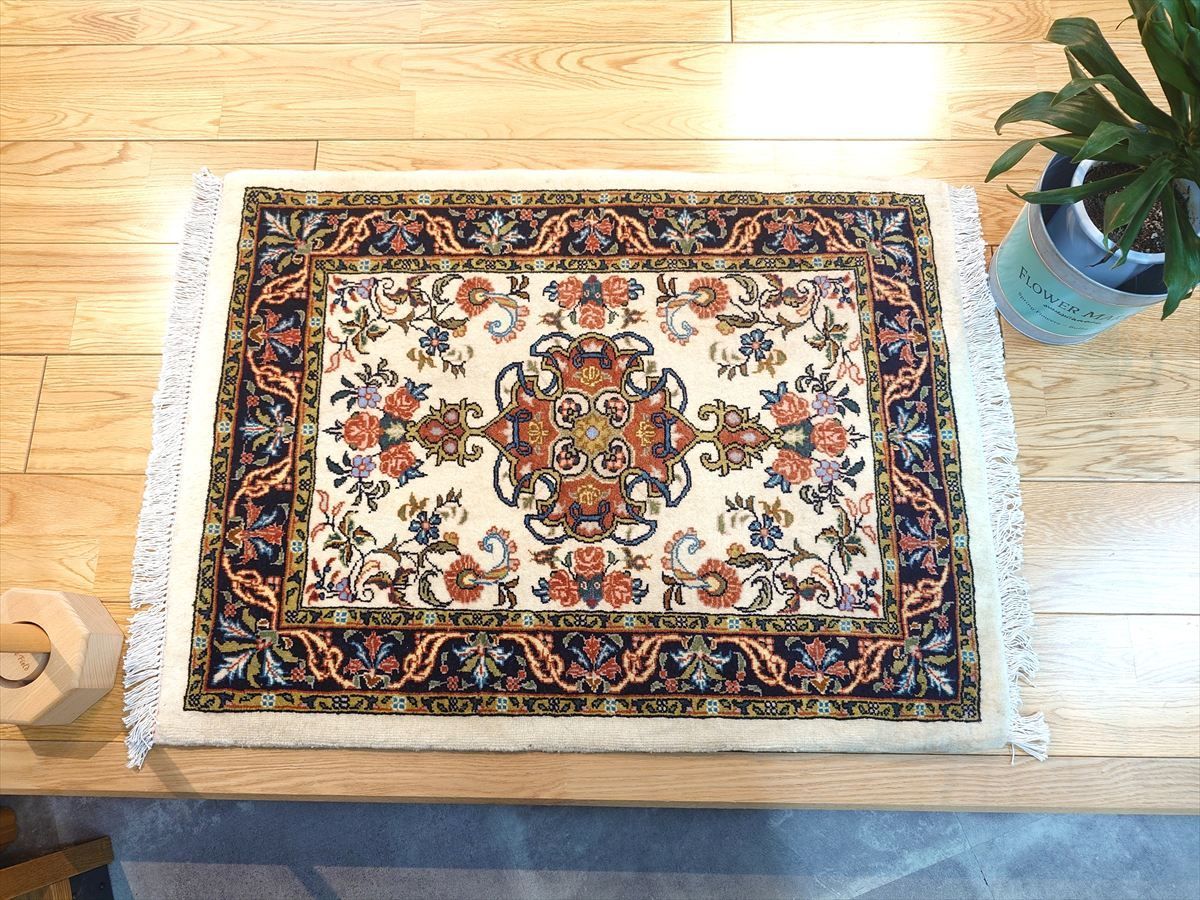 100x63cmペルシャ手織りヤラメ絨毯(064)ギャッベ・マット・じゅうたん