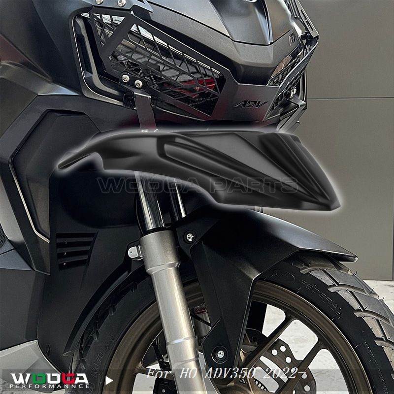 |ホンダ ADV350 フロントマッドガード 延長型 & バードビーク ディフューザー スポイラー 下唇エアロパーツ ABS製 マットブラック