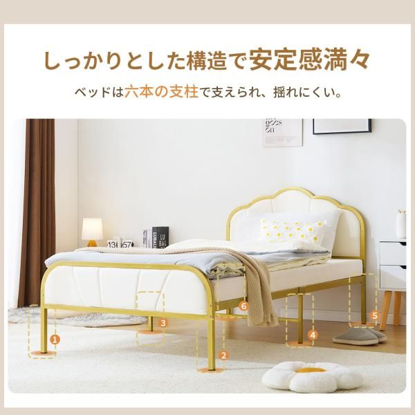 パイプベッド シングル ベッド 耐荷重120kg 布張りベッドサイド ソフトベッドサイド ロータイプ 下収納 北欧風 一人暮らし スチール 耐震 爆買 STEELWINDOWSANDDOORS_COM