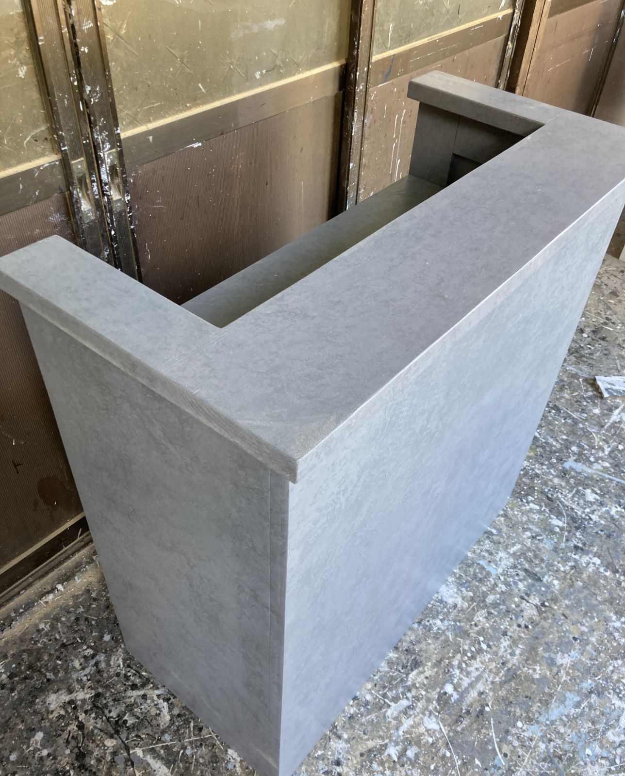 受注製作】☆ホワイトストーン柄☆石目☆御影調☆カウンターテーブル