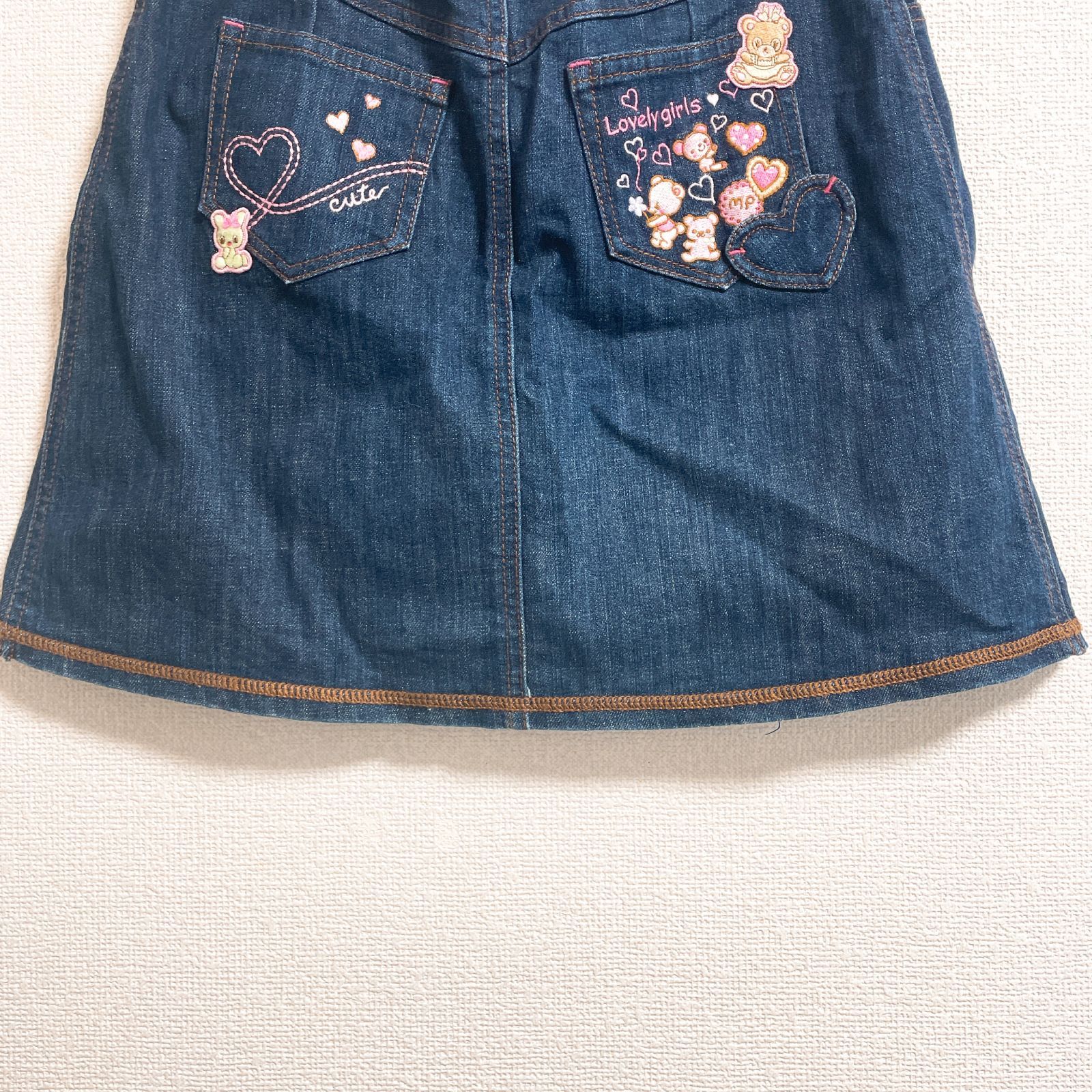 mezzo piano メゾピアノ 刺繍 ベリエちゃん デニムスカート