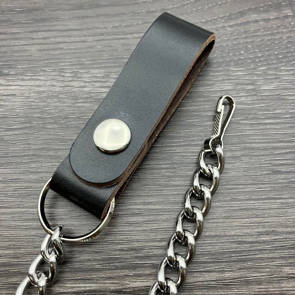 茶芯レザー 黒 アメリカン トラッカーウォレットチェーン ベルト