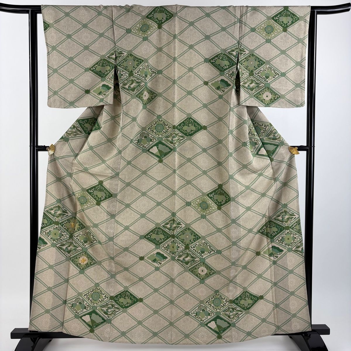 ★専用★訪問着 単衣 黒 ベージュ 金糸 刺繍 身丈166cm 裄丈70cm 付下げ 身丈166cm 裄丈67cm M 袷 やまと 花丸文 草花 刺繍 金糸