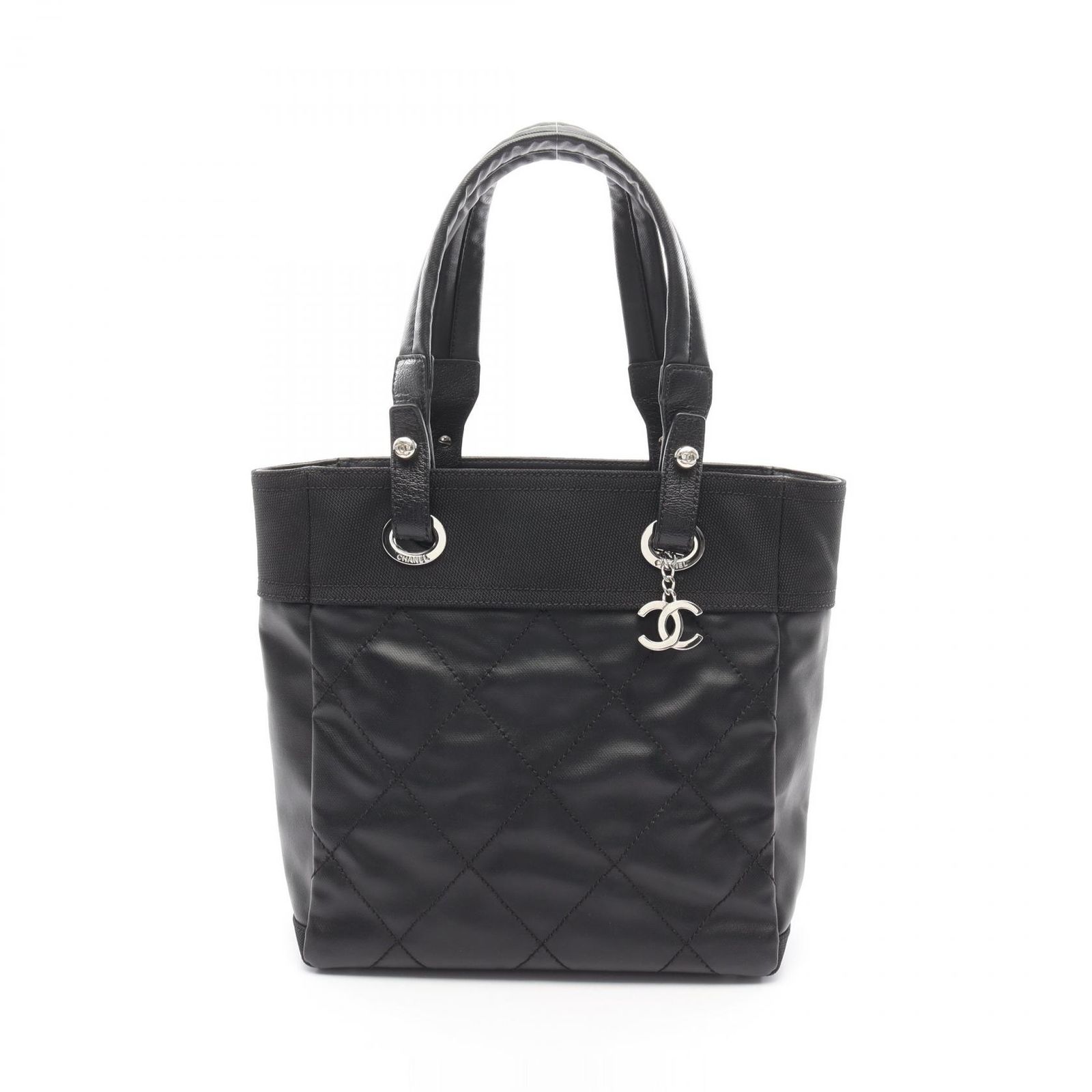 シャネル CHANEL トートバッグ パリビアリッツPM A34208 ブラック PVCコーティングキャンバス レザー パリビアリッツ トートPM レディース Used A
