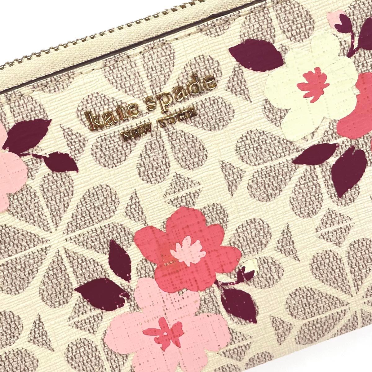 Kate spade ケイトスペード 長財布 花柄/PVC ラウンドファスナー