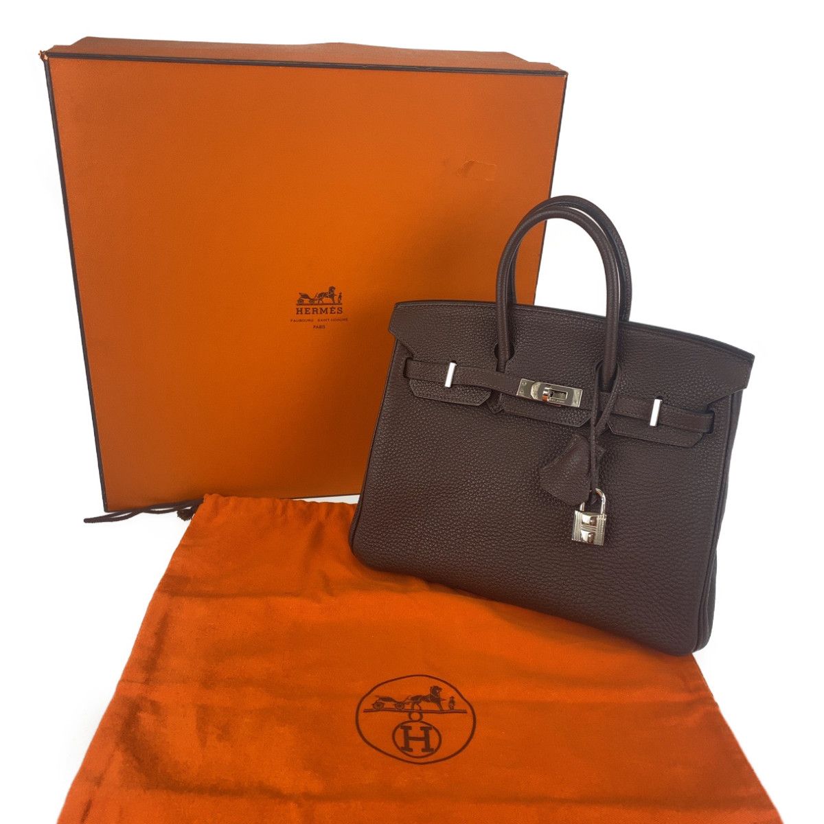 超美品 HERMES エルメス バーキン25 ショコラ トゴ シルバー金具 