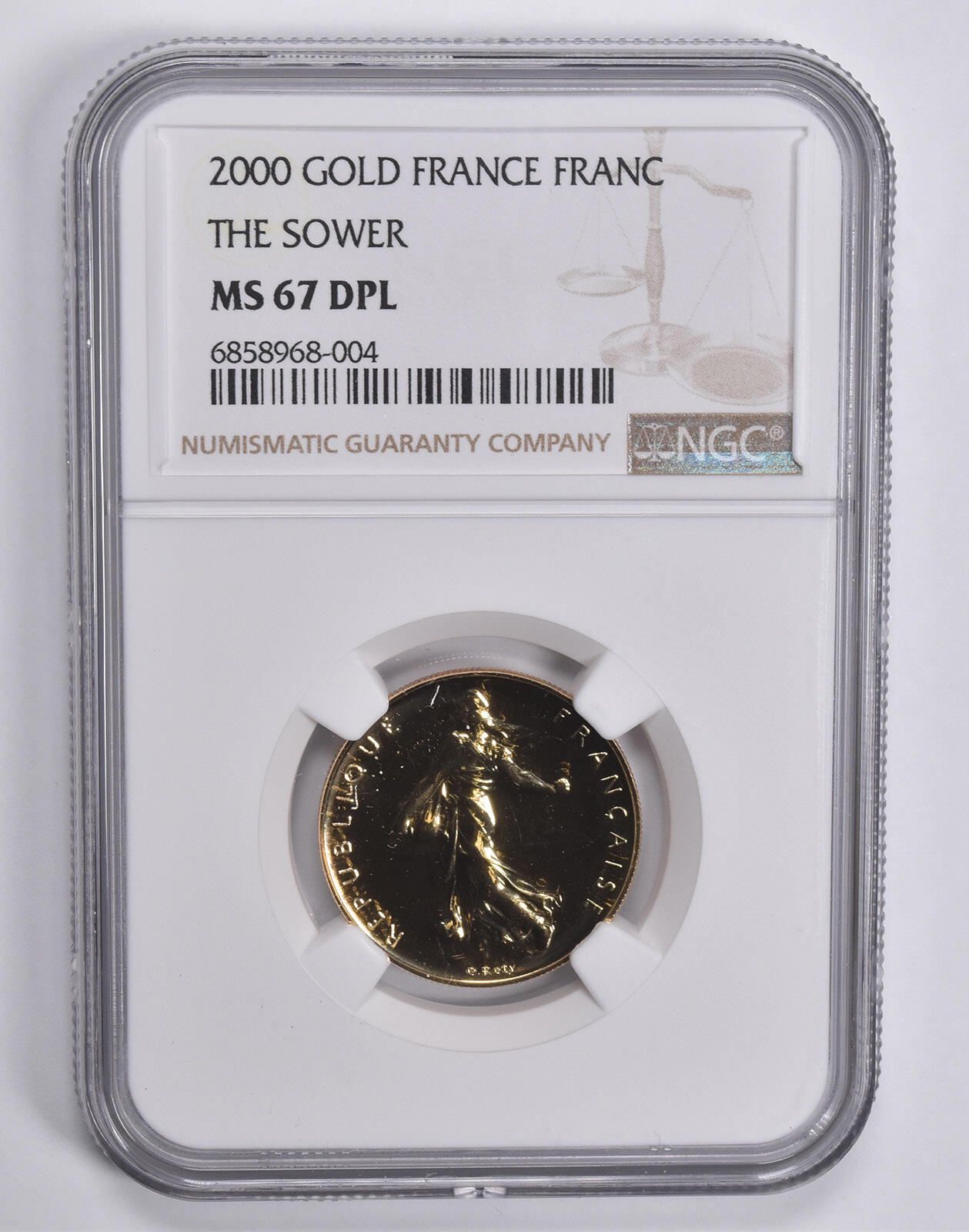 MS67 DPL 2000 フランス ゴールド フラン ザ ソワー NGC