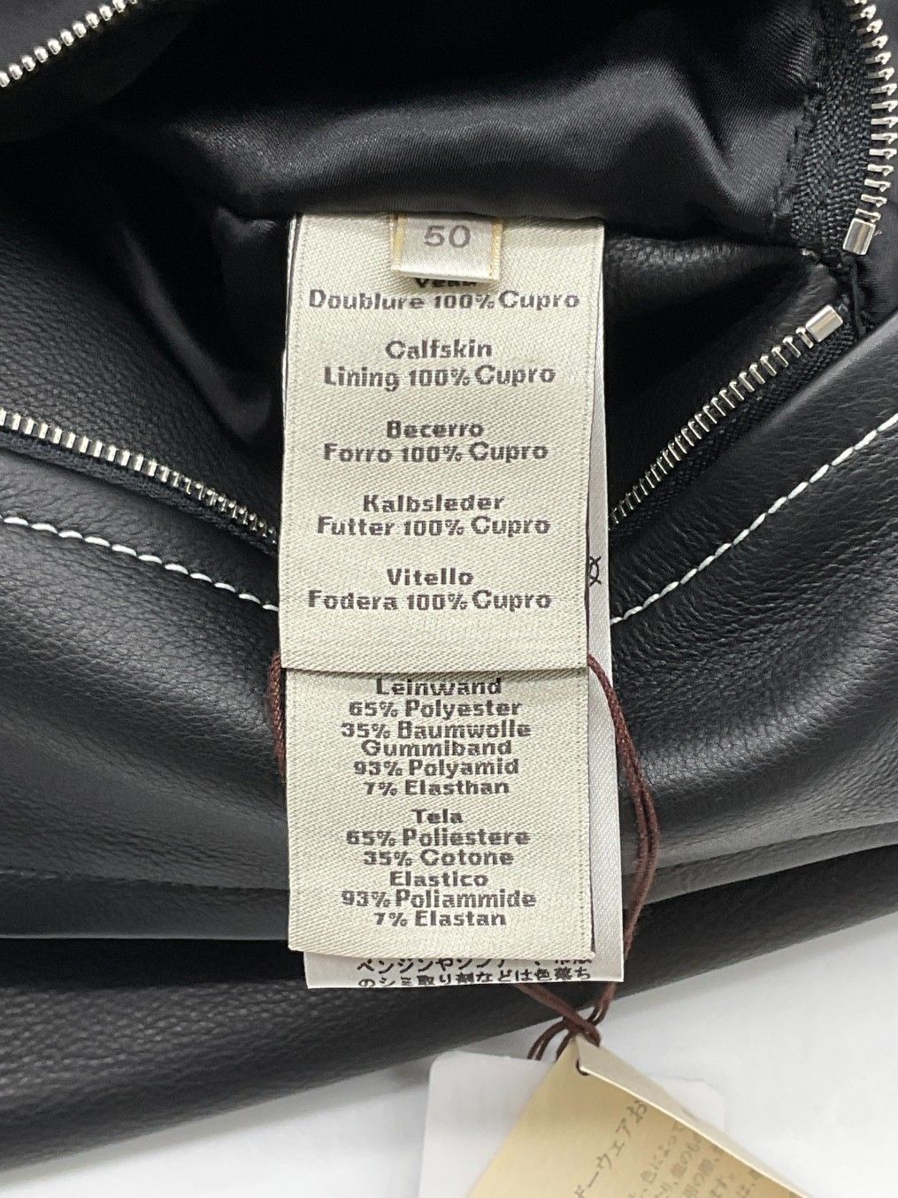 サイズL【新古品】HERMES 下げ札付き　カーフレザーWジップシングルレザー 極美品 HERMES エルメス 50 ブラック 下げ札付き カーフレザーWジップ