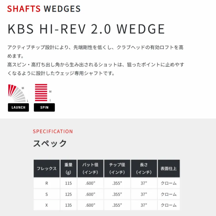 【希少品】 KBS Hi-Rev 2.0 スチール ウェッジシャフト ブラックPVD US仕様 フレックスX