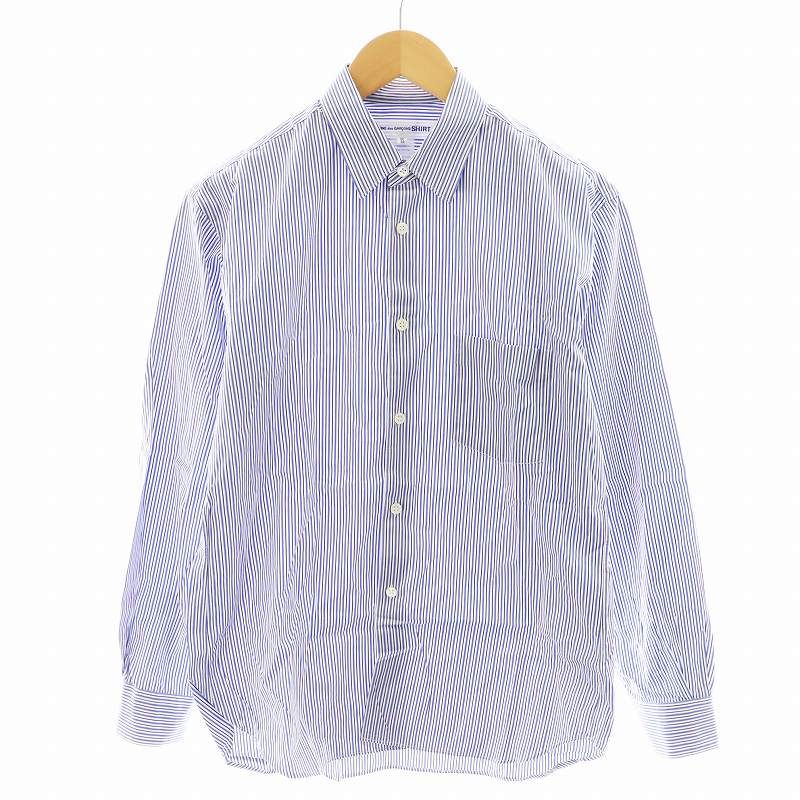 コムデギャルソンシャツ COMME des GARCONS SHIRT SHIRT FOREVER シャツ 長袖 ストライプ柄 コットン XS 青 ブルー /AN16