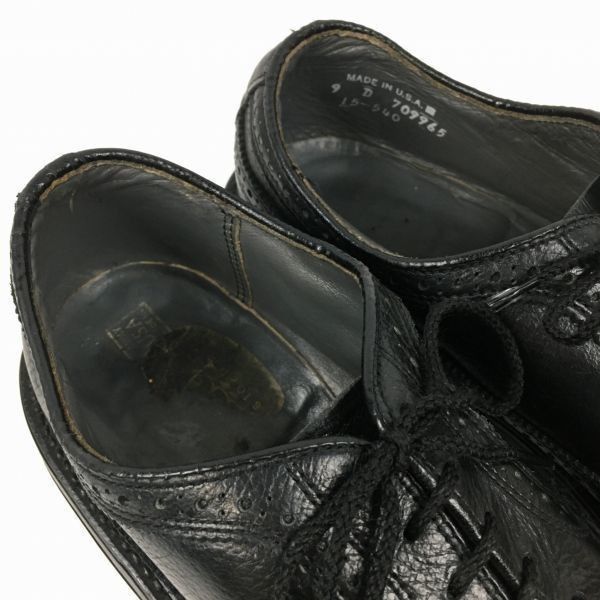 70s-80s?/USA製/Vintage☆ロングウイングチップ アメリカンブローグ 黒