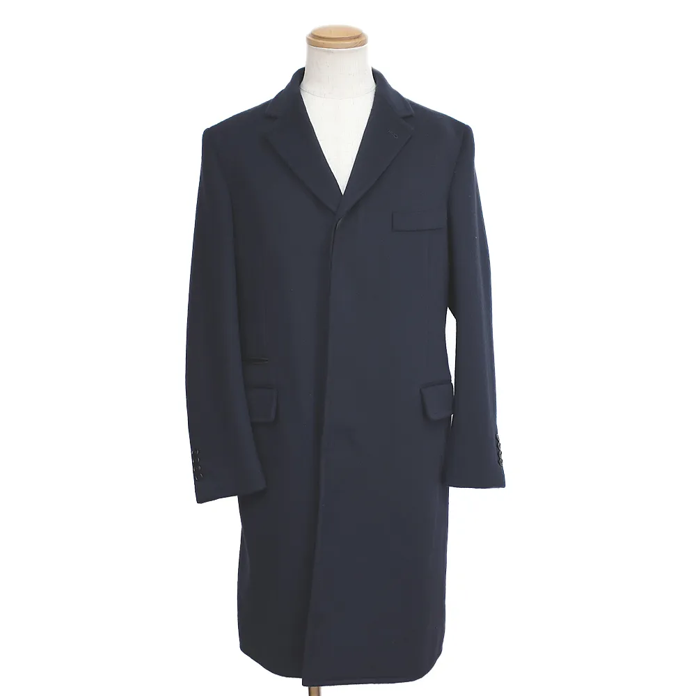 HERMES ネイビー ステンカラーコート オールドエルメス HERMES（ステン