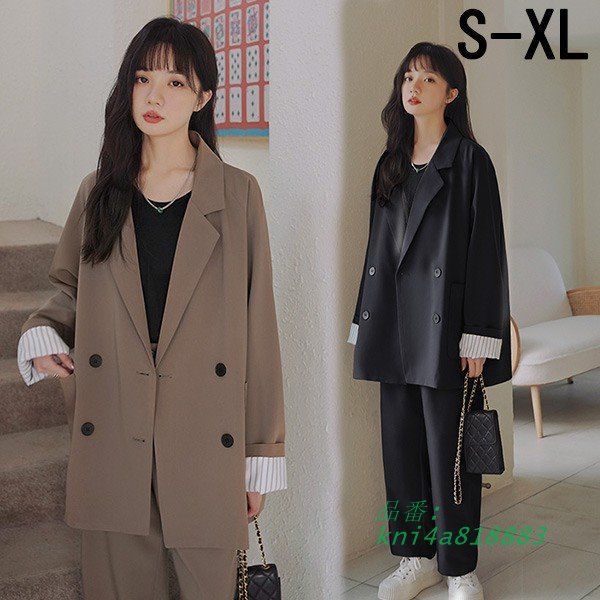 レディース スーツ セットアップ カジュアル フォーマル ビジネス ジャケット 通勤 オフィス おしゃれ パンツスーツ リクルート 母親 kni4a818883