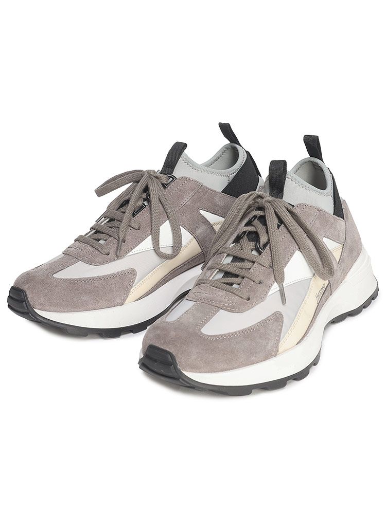 HERNO (ヘルノ) レザー＆ナイロン スニーカー HRSHOE18SH003UM ブランド メンズ 男性 シューズ (グレー)