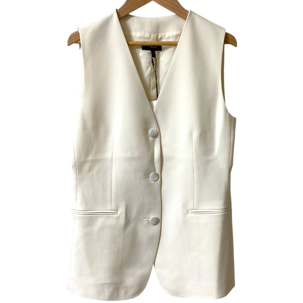 25SS Theory セオリー ADMIRAL CREPE SB VEST J ベスト ジレ 0 オフホワイト レディース 古着