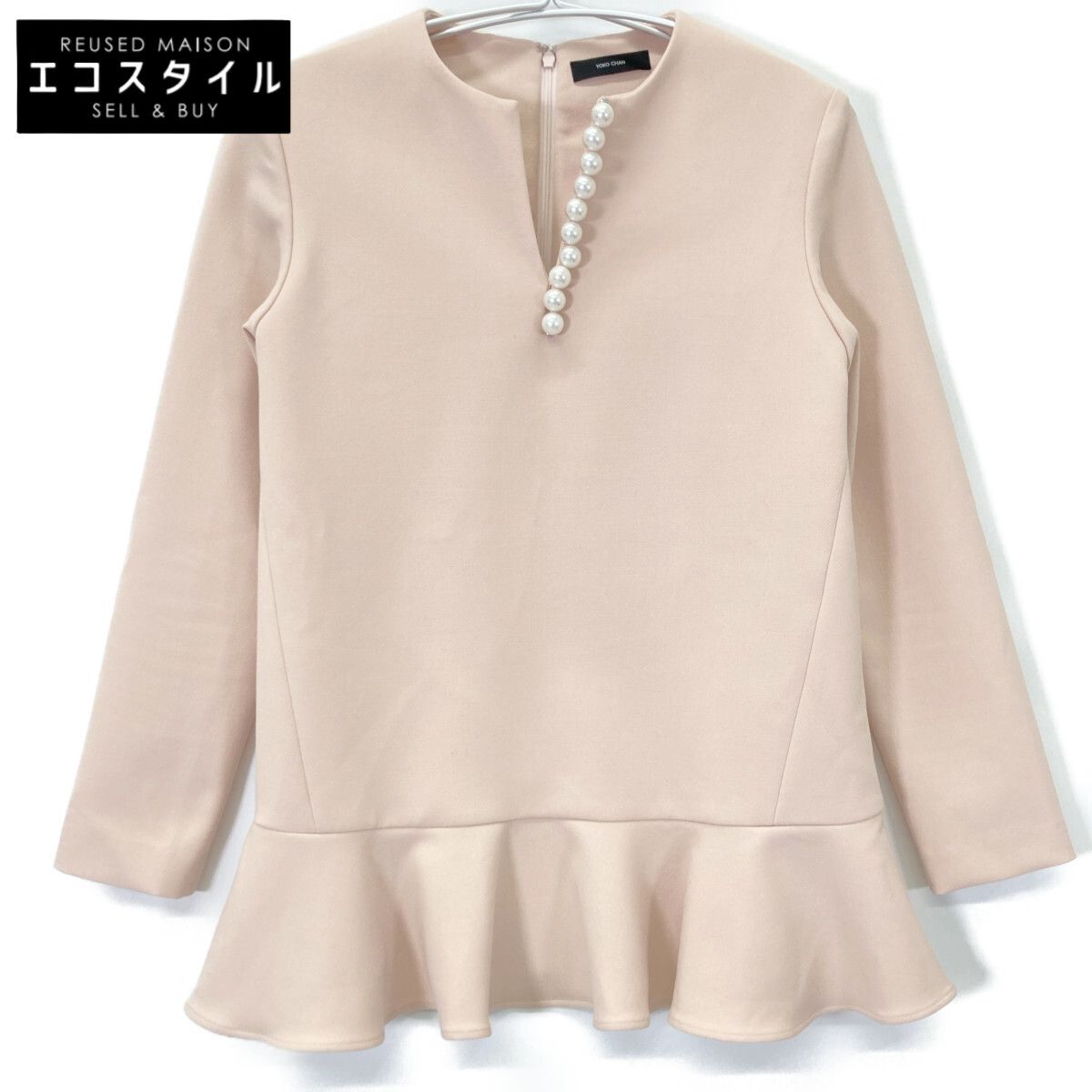 YOKOCHAN ヨーコチャン YCB-522-290 22SS ﾋﾟﾝｸ ｽﾘｯﾄﾗｲﾝﾗｯﾌﾙﾊﾟｰﾙﾌﾞﾗｳｽ