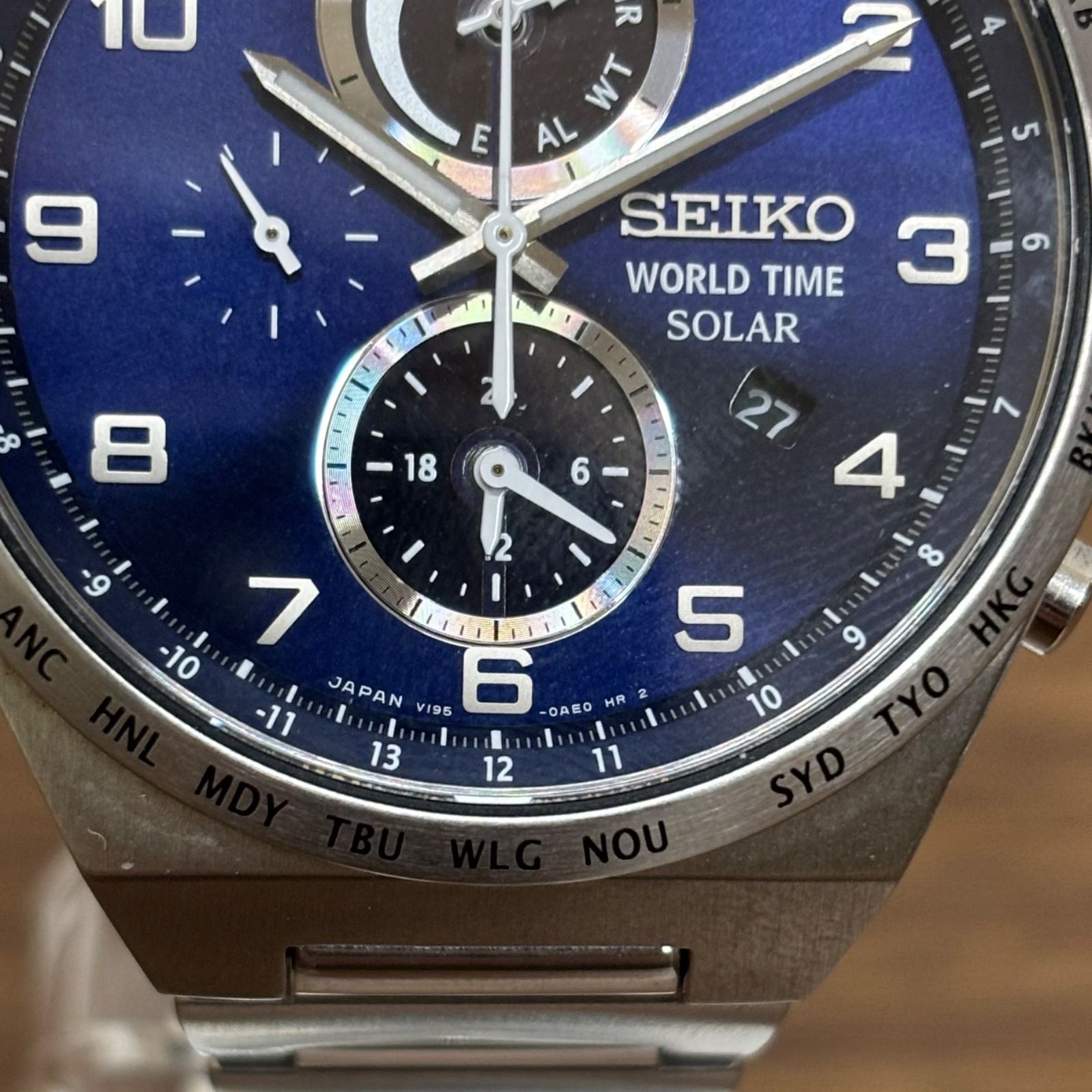 【美品】SEIKO/セイコー 腕時計 V195-0AE0 ソーラー ◎SEIKO セイコー 腕時計 ソーラー式 クロノグラフ 文字盤