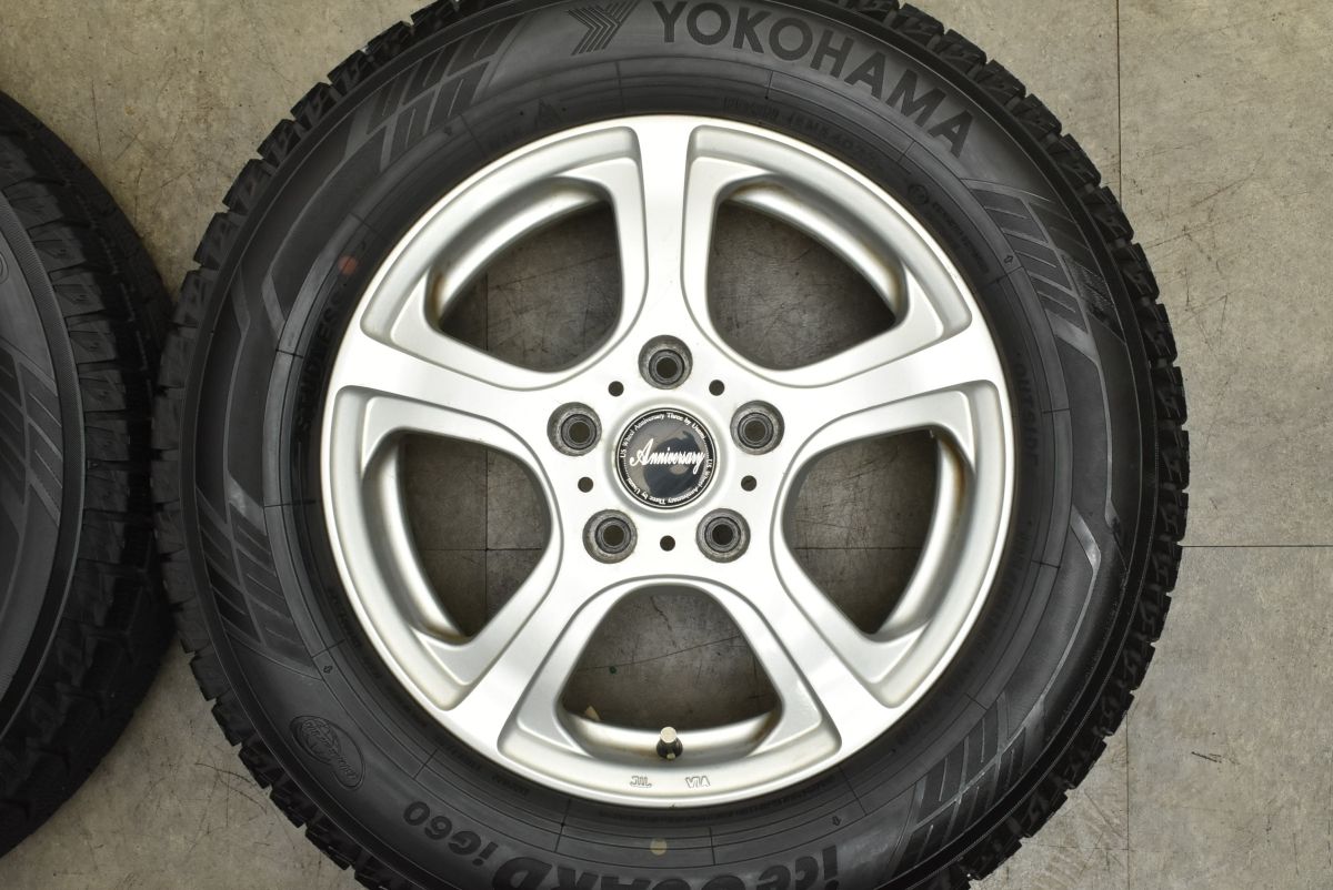 さっぱりした バリ溝 アニバーサリー 15in 6J 43 PCD114.3 2025年製 ヨコハマ アイスガード IG60 195|65R15 ノア ヴォクシー ステップワゴン セレナ