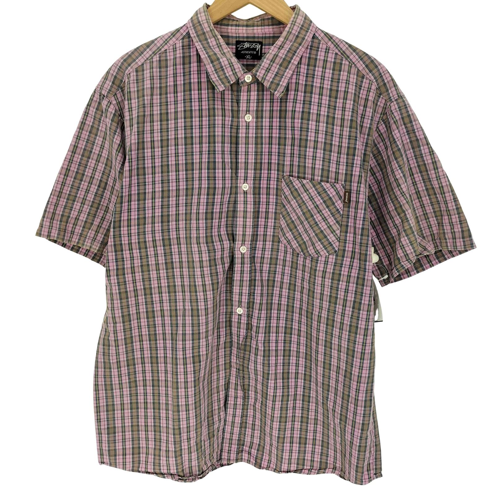 ステューシー Stussy 00S AUTHENTIC ピスタグ S/S チェックシャツ メンズ import：XL 