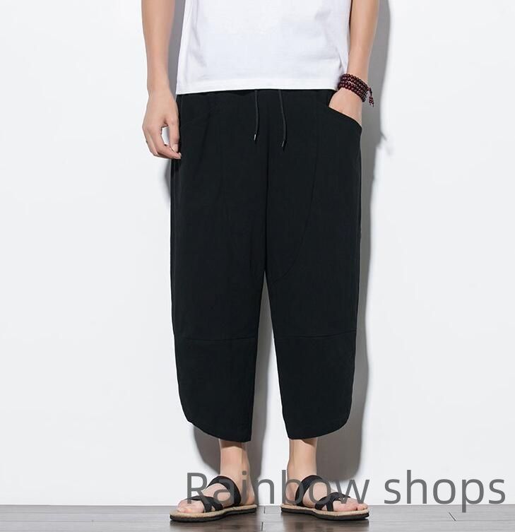 pokipcee サルエルパンツ　綿　未使用 新品未使用】サルエルパンツ 速乾 クロップドパンツ 7分丈 綿麻