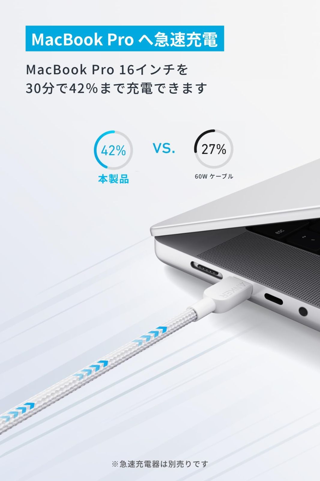 Anker USB-C & USB-C ケーブル (高耐久ナイロン) 1.8m ホワイト 240W Galaxy iPad Pro/Air MacBook Pro/Air 各種対応