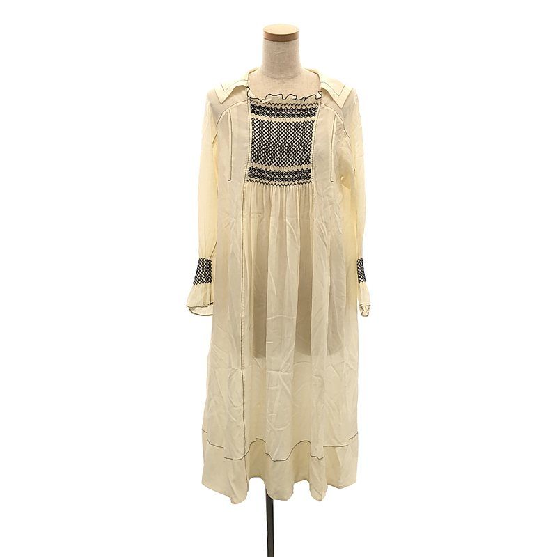 NIGEL CABOURN WOMAN / ナイジェルケーボンウーマン | 2021AW | UK SMOCK DRESS シルク 刺しゅう スモックドレス  ワンピース | 6 | アイボリー | レディース - メルカリ