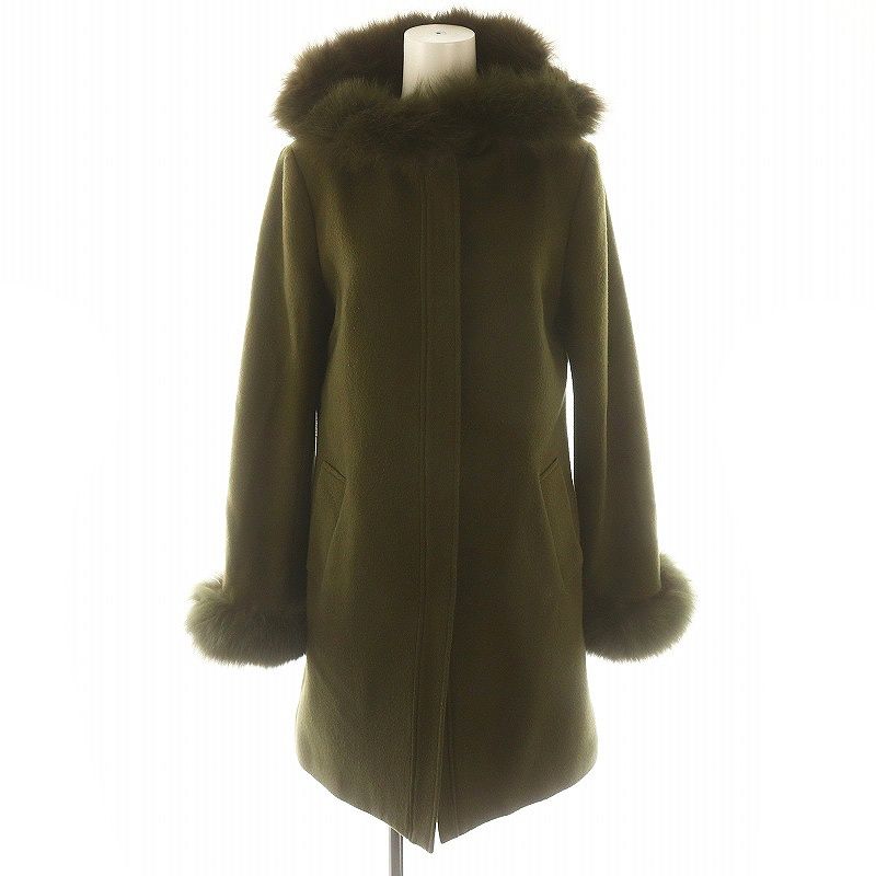 スウィングル Swingle ウール フーディ ジップアップコート アウター M カーキ /DF ■OS