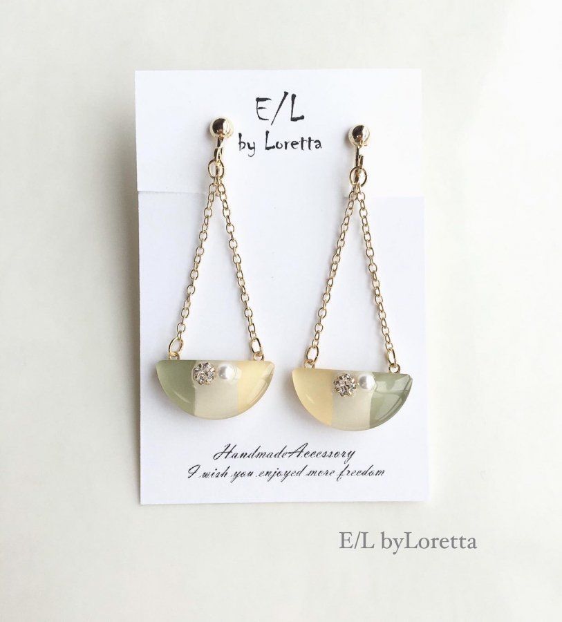 3Color Chain half circle  pierce/earring