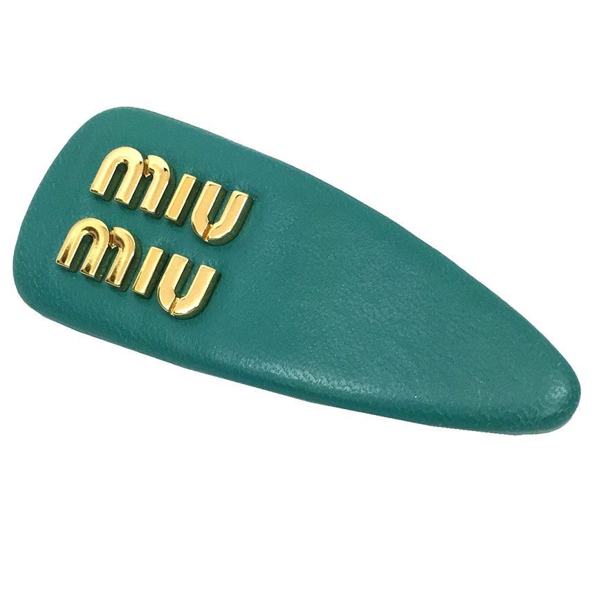 miu miu ロゴ入りヘアクリップ ブラック 約8cm ミュウミュウ miumiu