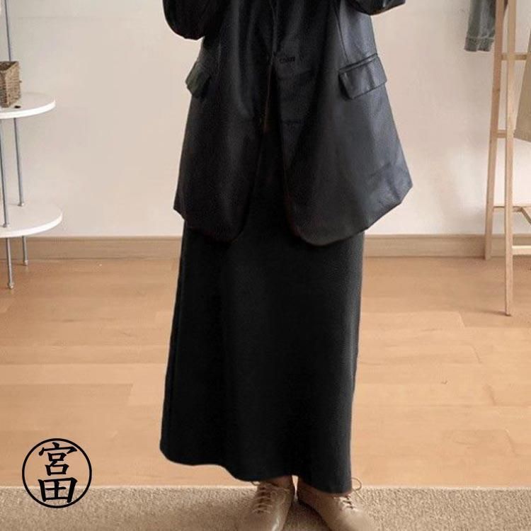 スウェットスカート レディース 春 秋 冬 スウェット スカート ロングスカート タイトスカート ロング マキシ丈 ウエストゴム スリット入りxz0523 DECORATOM_COM_BR